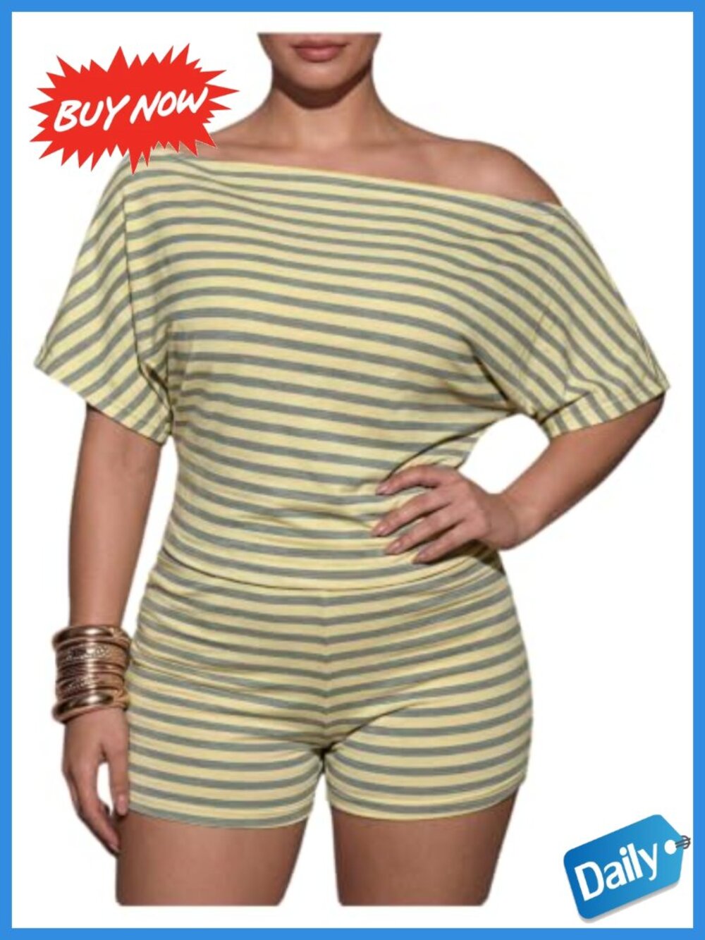 Plus Size 2 Piece Striped Crop Top and Mini Shorts Set High Stretch Casual